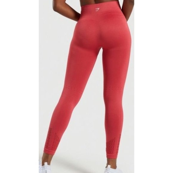 GymShark Women's Red Nylon Elastane Seamless Leggings Size M 1126 - Picture 5 of 14